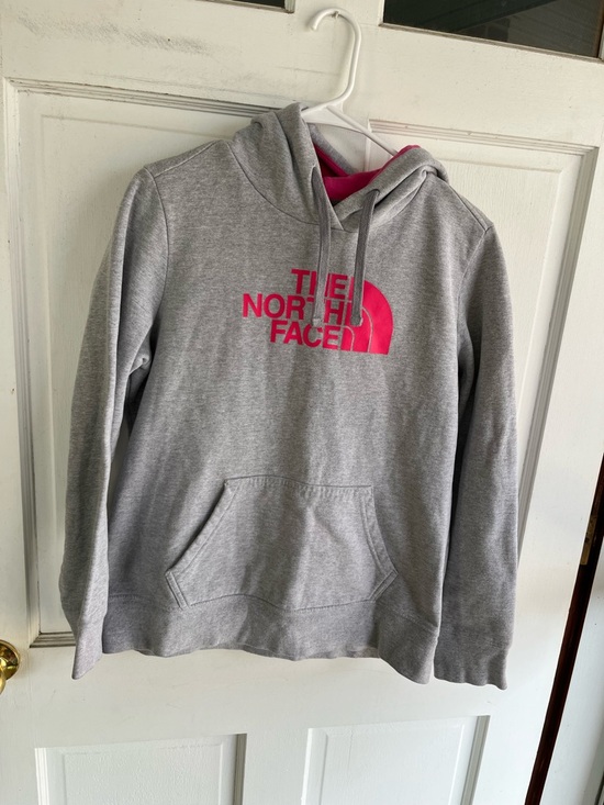 The North Face Tops - The North Face Gray Hoodie with Pink Interior Trim